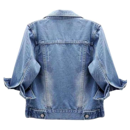 Women Cropped Full Sleeve Denim Jacket