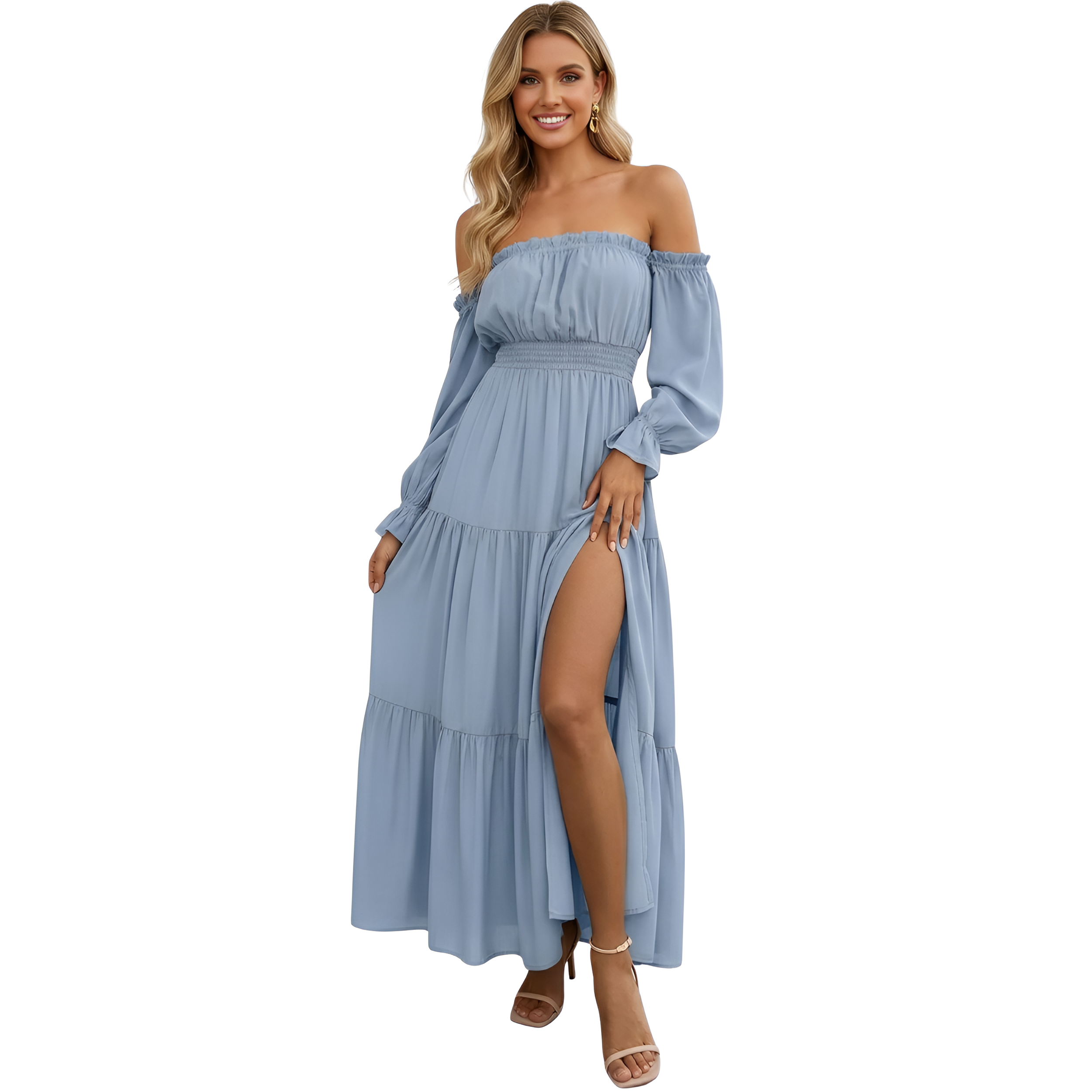 Long Sleeve Smocked Tiered Maxi Dress