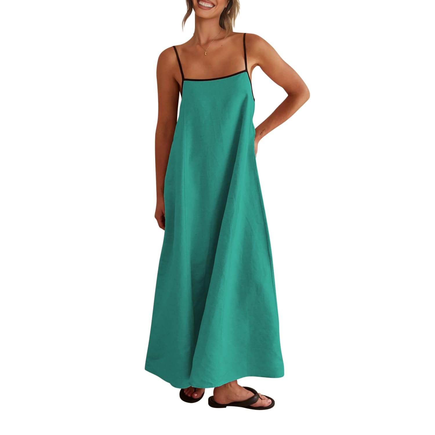 Solid Colored Contrast Spaghetti Strap Backless For Women