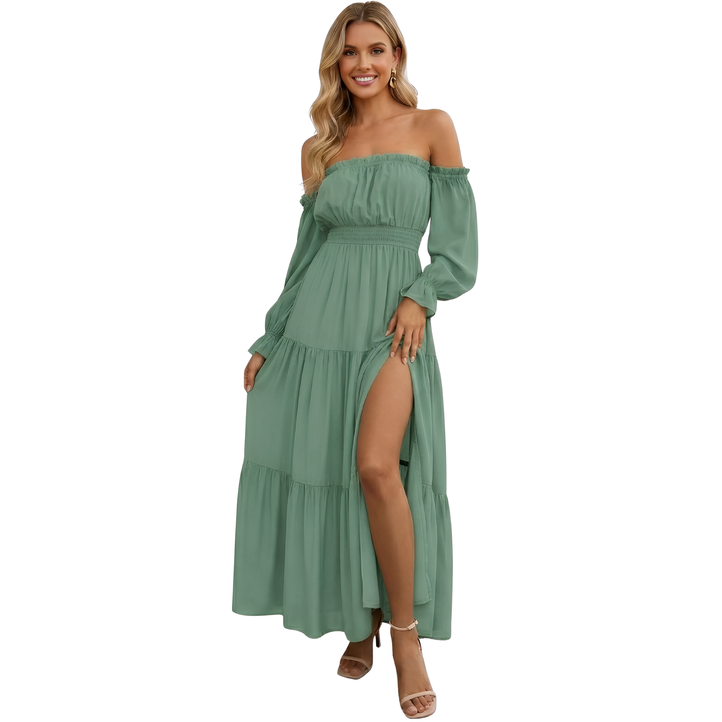 Long Sleeve Smocked Tiered Maxi Dress