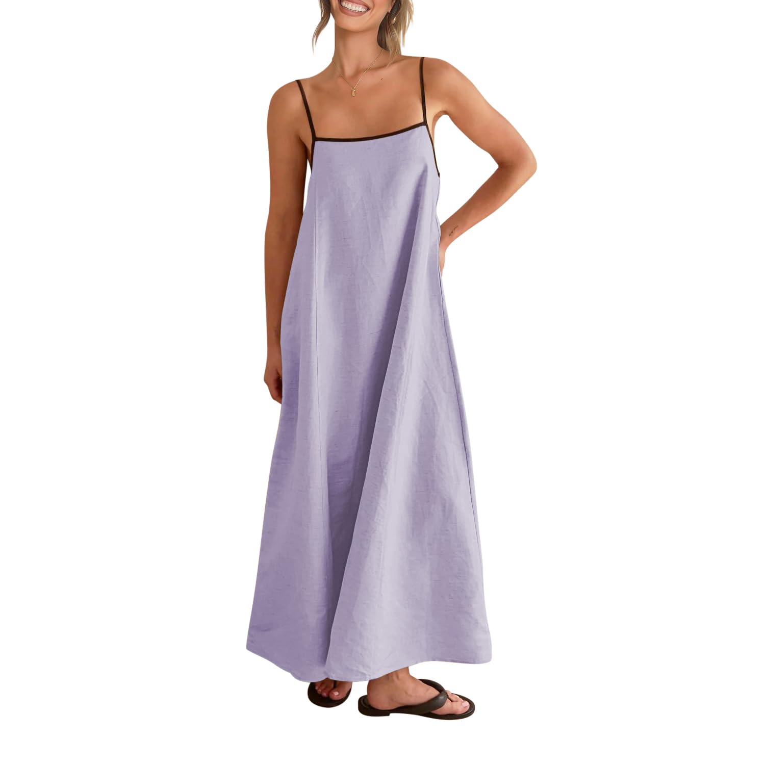 Solid Colored Contrast Spaghetti Strap Backless For Women