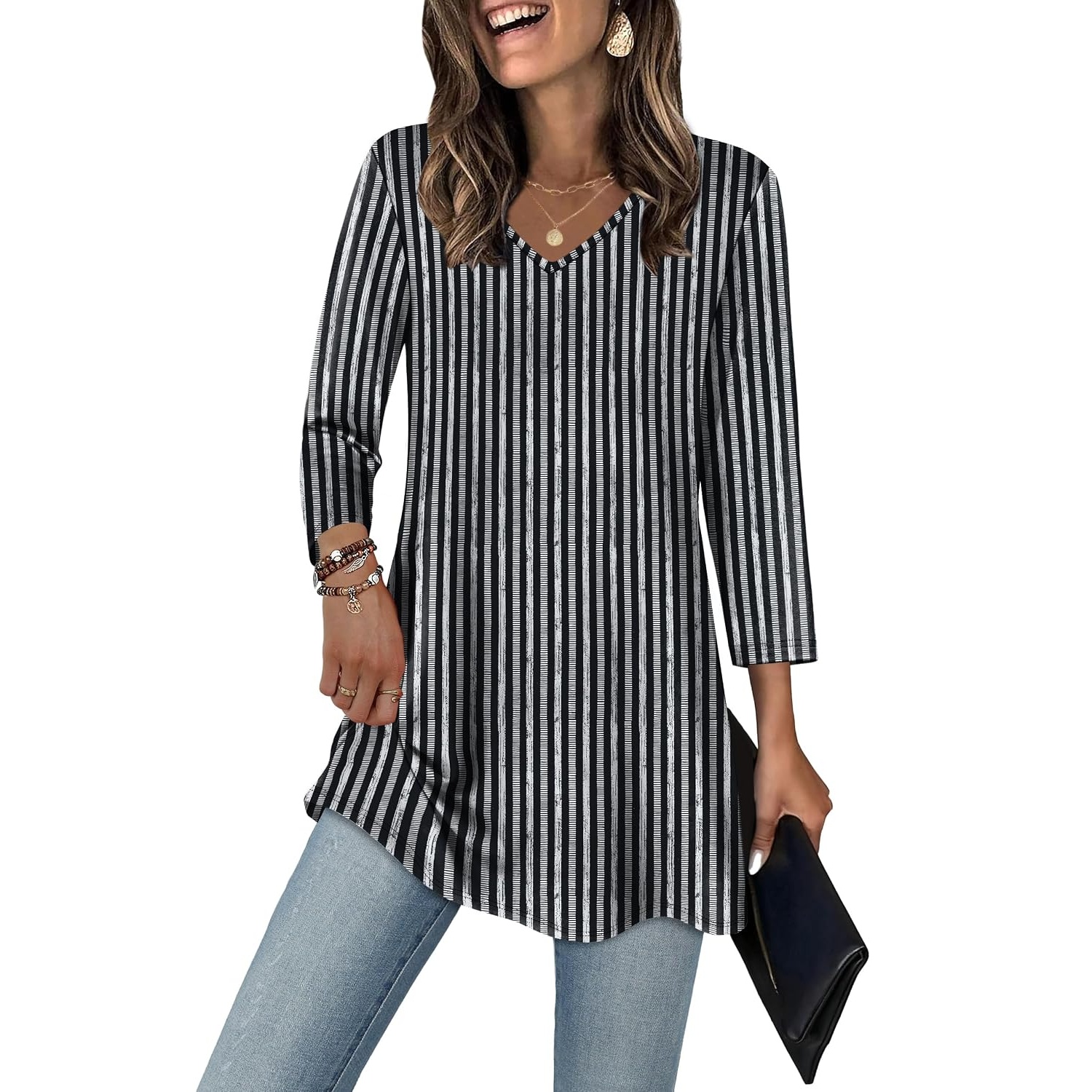 Casual Loose Sleeve Dressy Casual Tunic Tops For Women