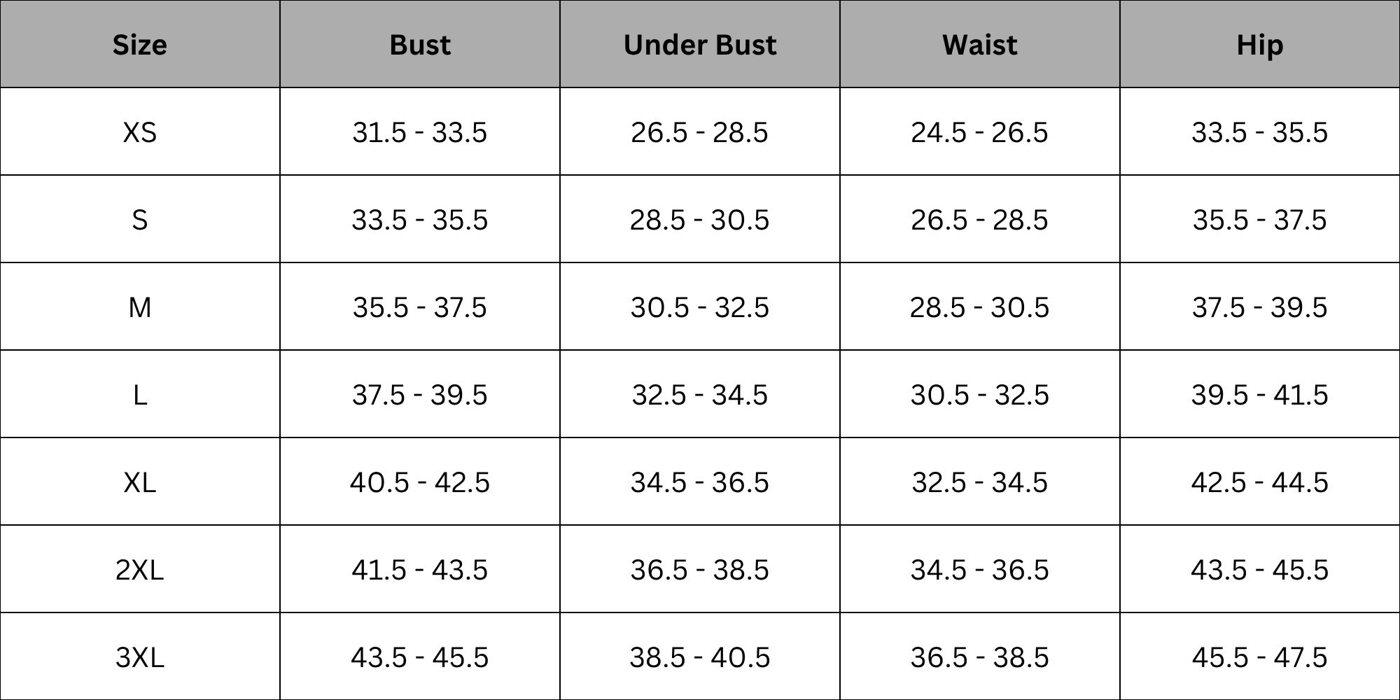 Size Chart