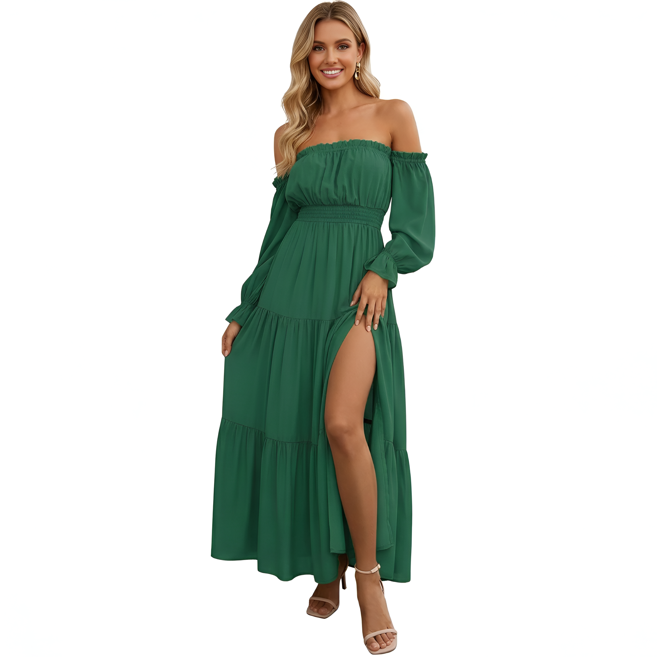 Long Sleeve Smocked Tiered Maxi Dress