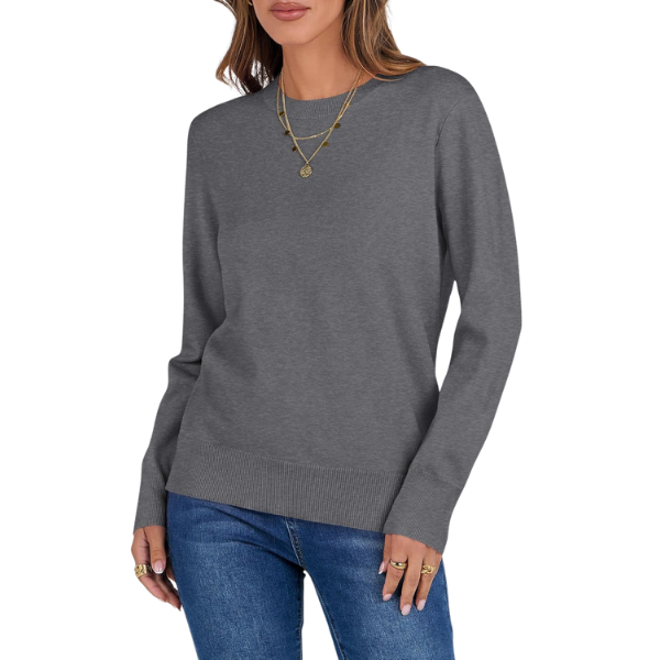 Women Long Sleeve Lightweight Crewneck Soft Basic Knit Loose Fit Pullover Top 2025 Fall Trendy Outfits