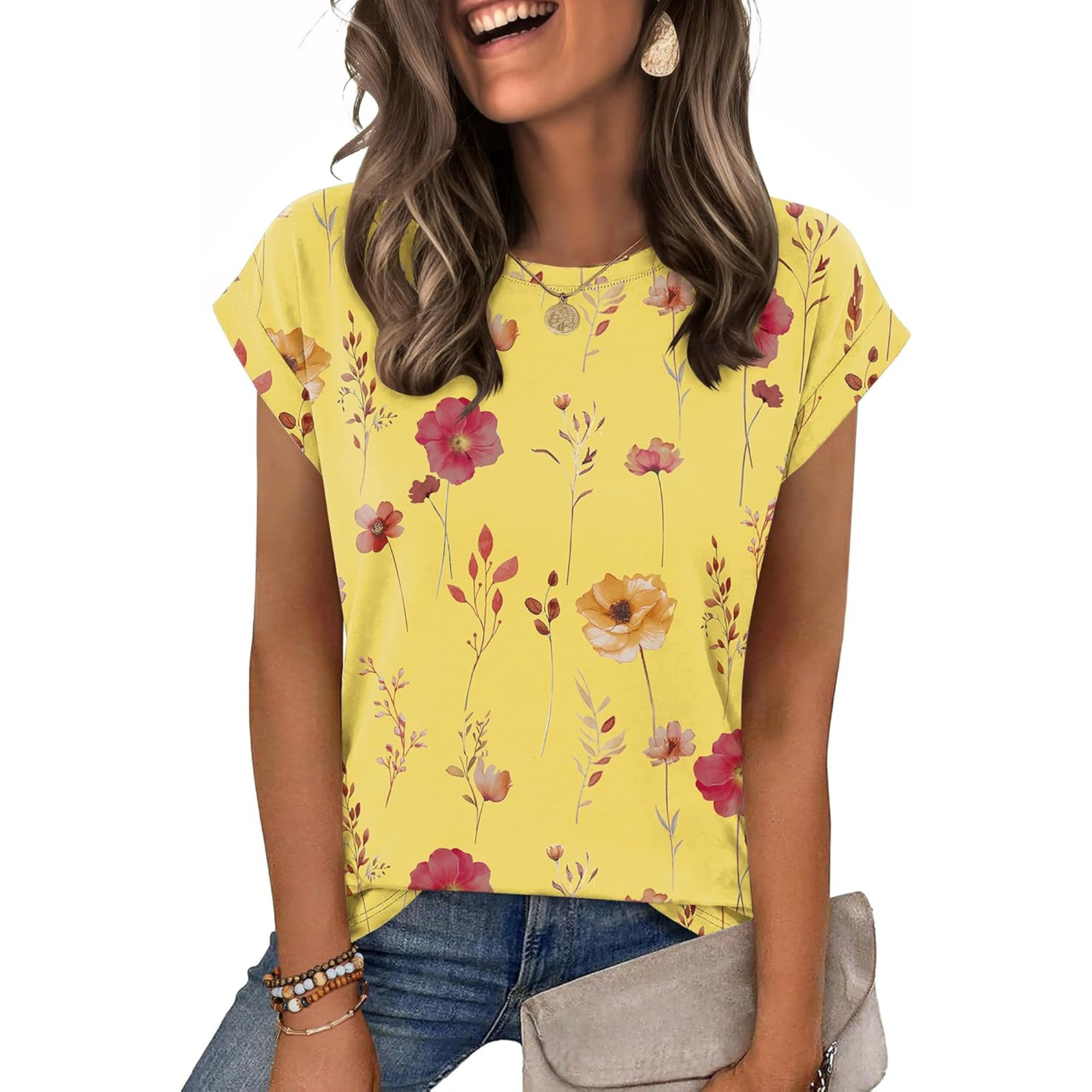 Womens Tops Summer Casual Cap Sleeve Tshirts Shirts Business Dressy Spring Fashion Outfits Trendy Clothes