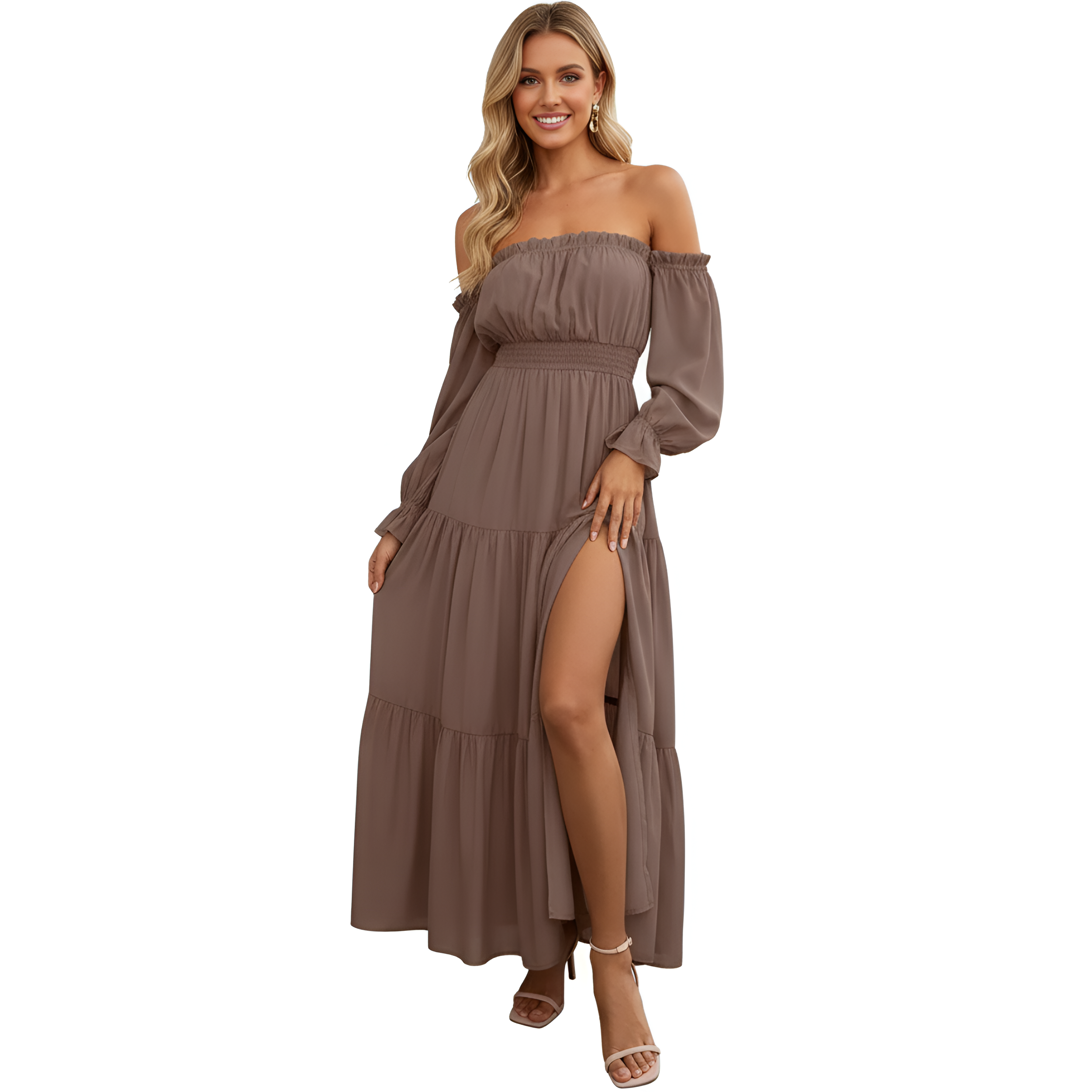 Long Sleeve Smocked Tiered Maxi Dress