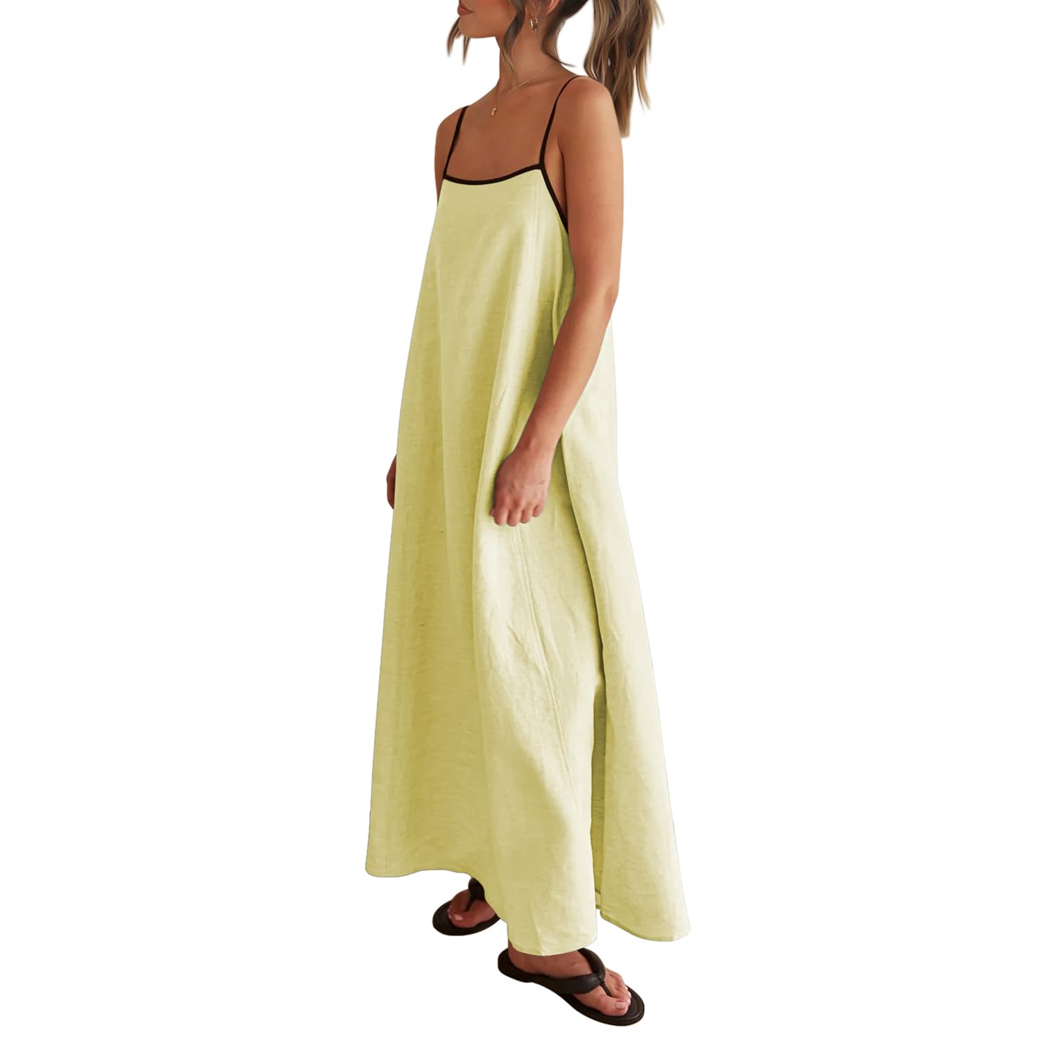 Solid Colored Contrast Spaghetti Strap Backless For Women