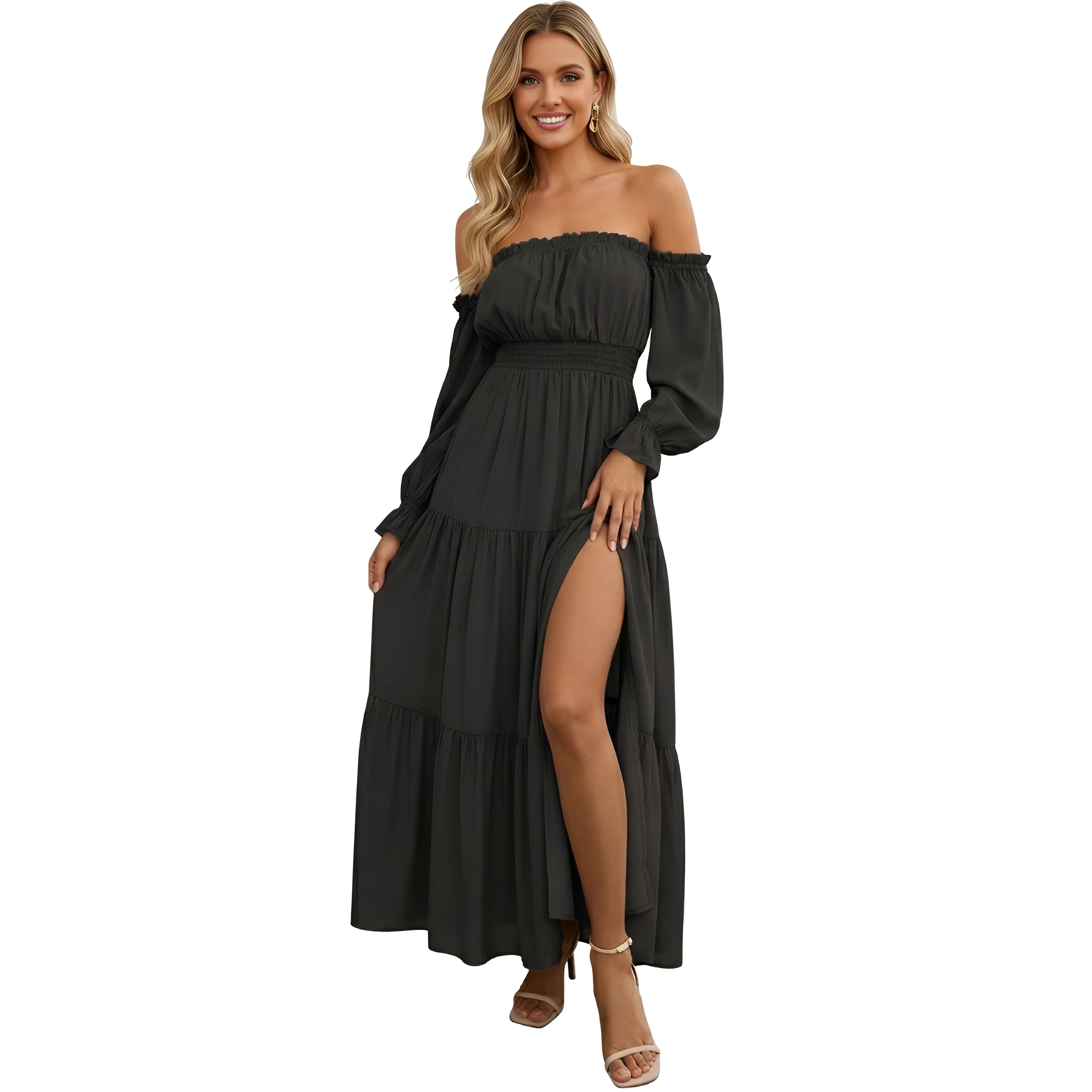 Long Sleeve Smocked Tiered Maxi Dress