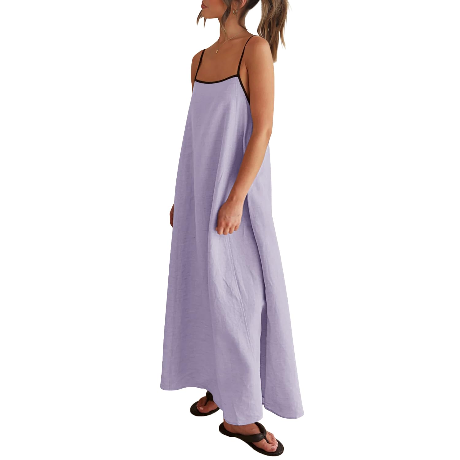 Solid Colored Contrast Spaghetti Strap Backless For Women