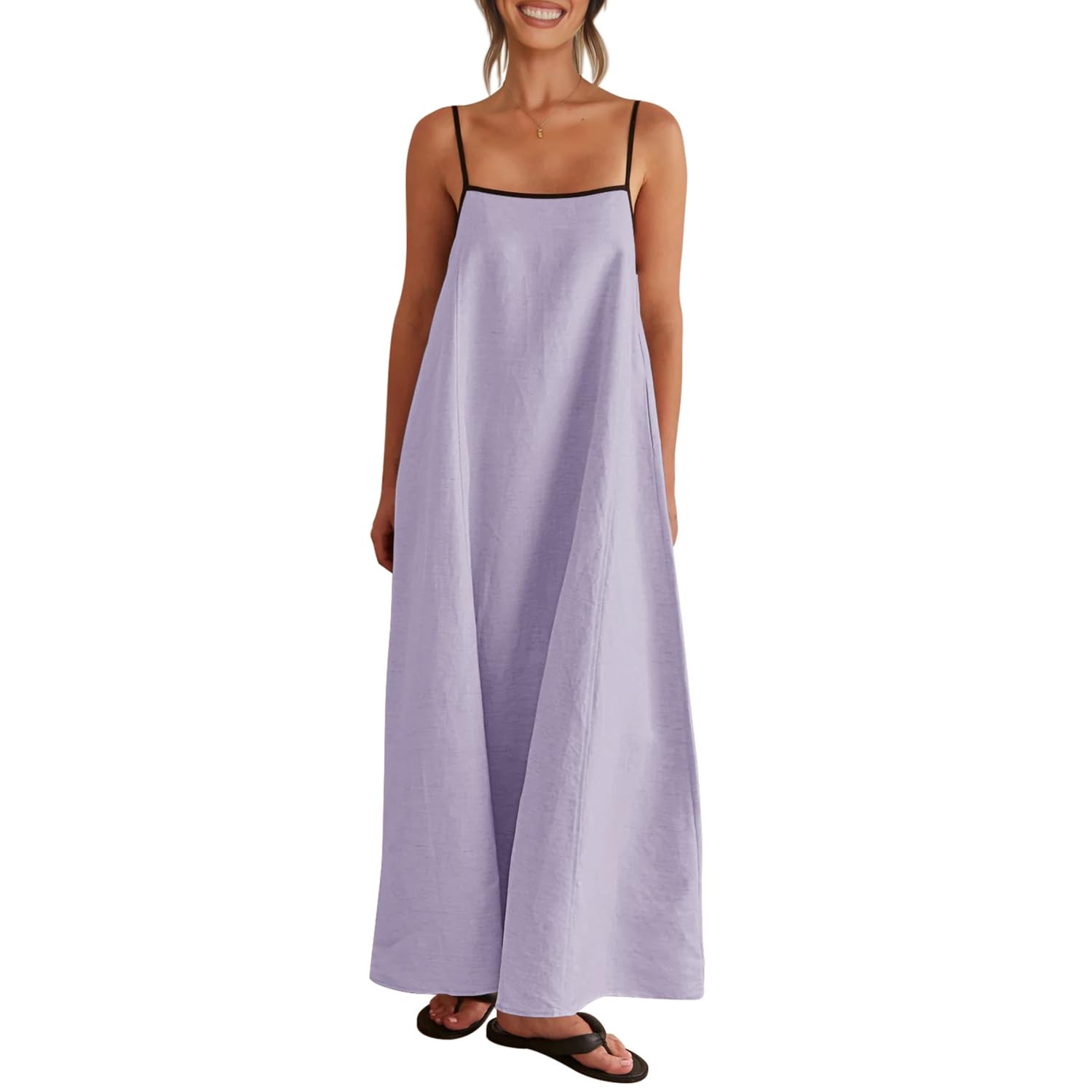 Solid Colored Contrast Spaghetti Strap Backless For Women