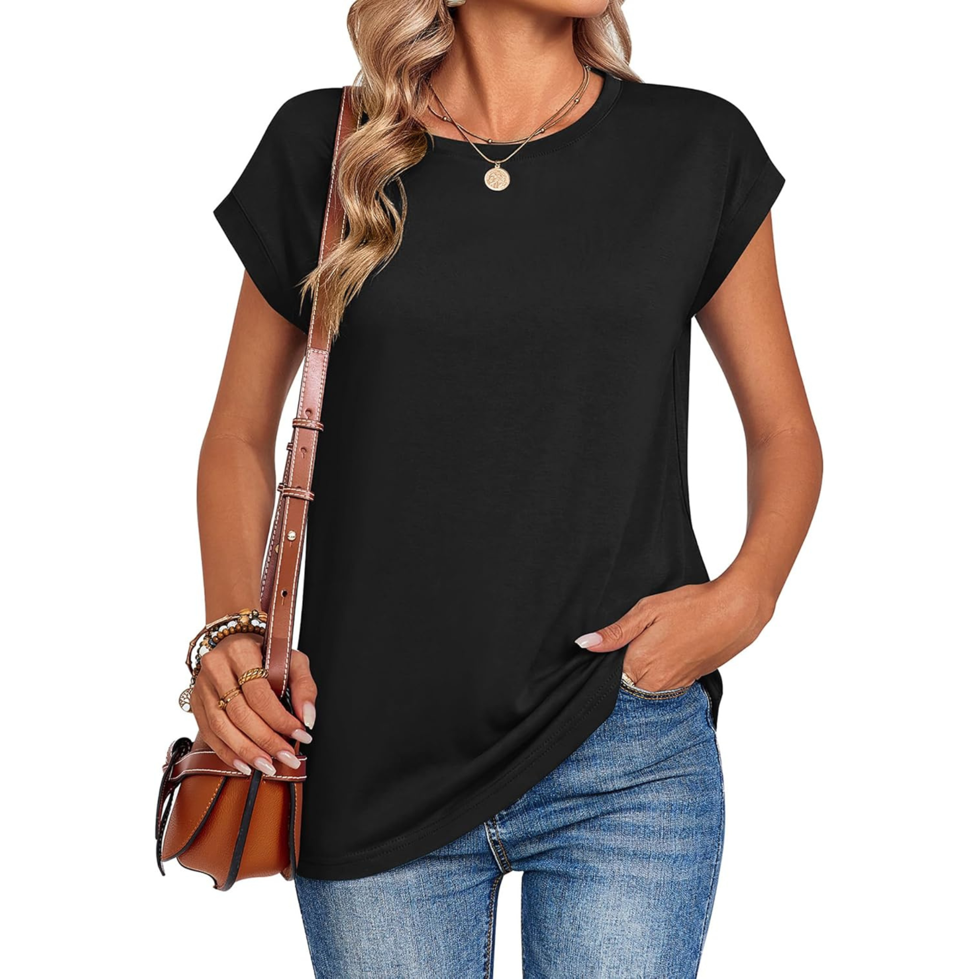 Womens Tops Summer Casual Cap Sleeve Tshirts Shirts Business Dressy Spring Fashion Outfits Trendy Clothes