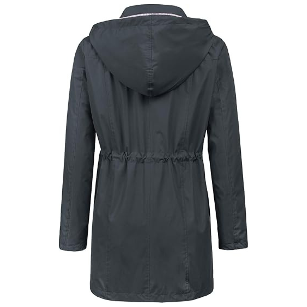Waterproof Long Hooded Trench Coat Lined Windbreaker Travel Jacket