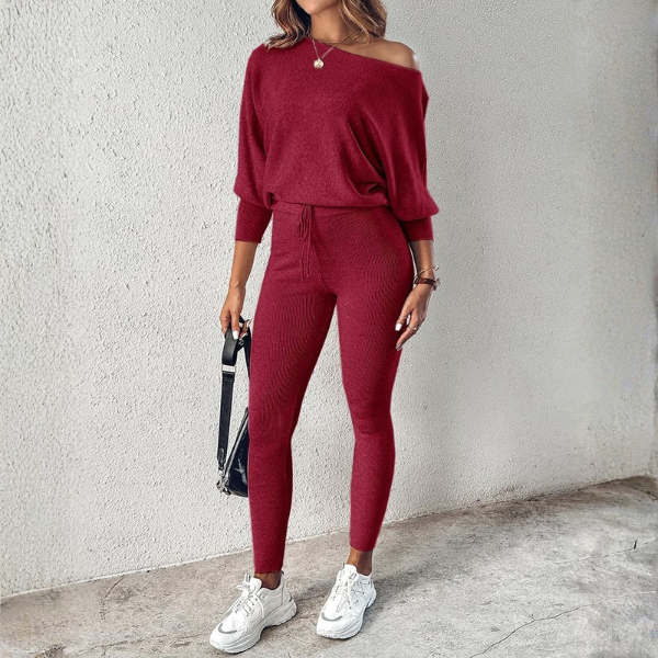 2 Piece Lounge Set With Long Sleeve Pullover And Drawstring Pants