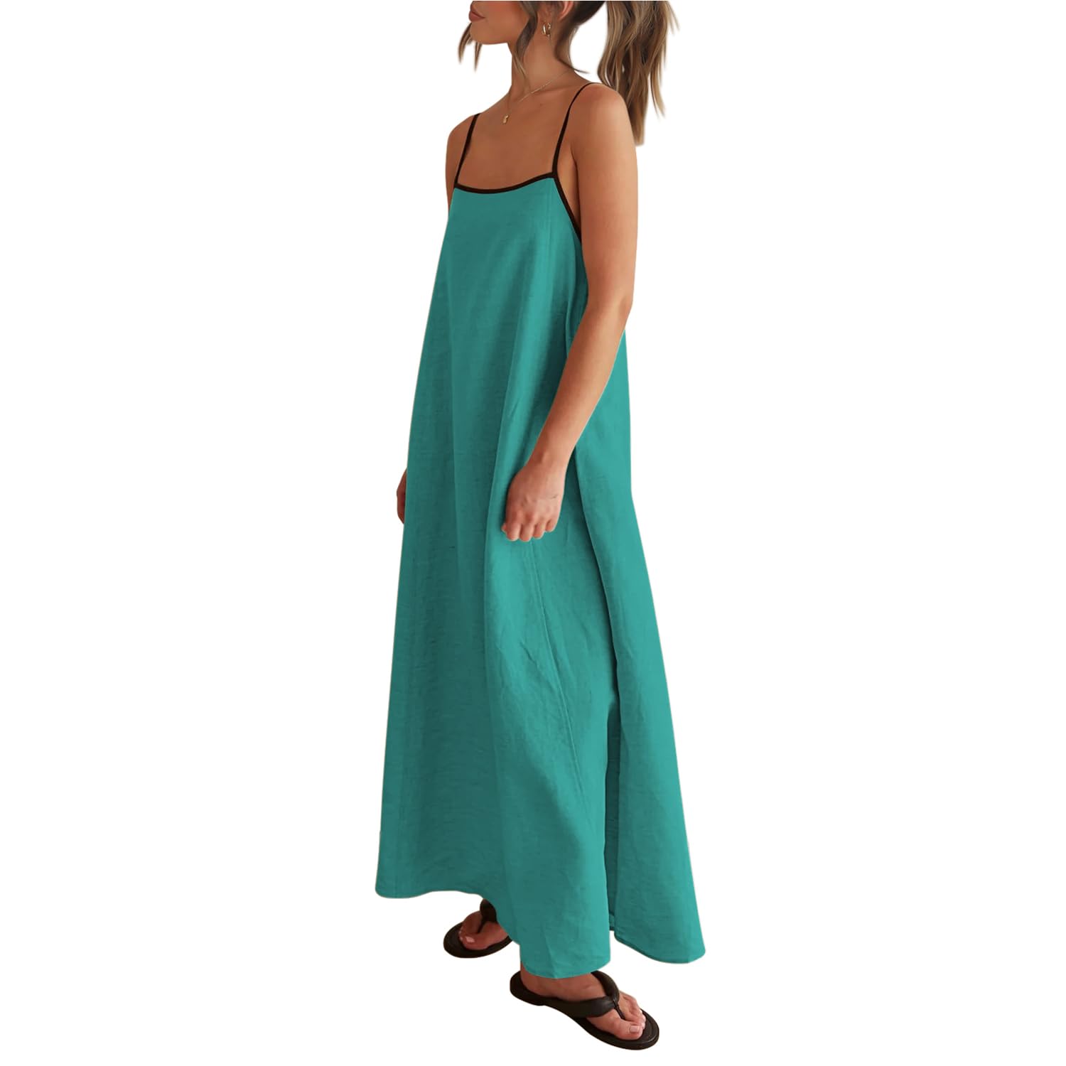 Solid Colored Contrast Spaghetti Strap Backless For Women