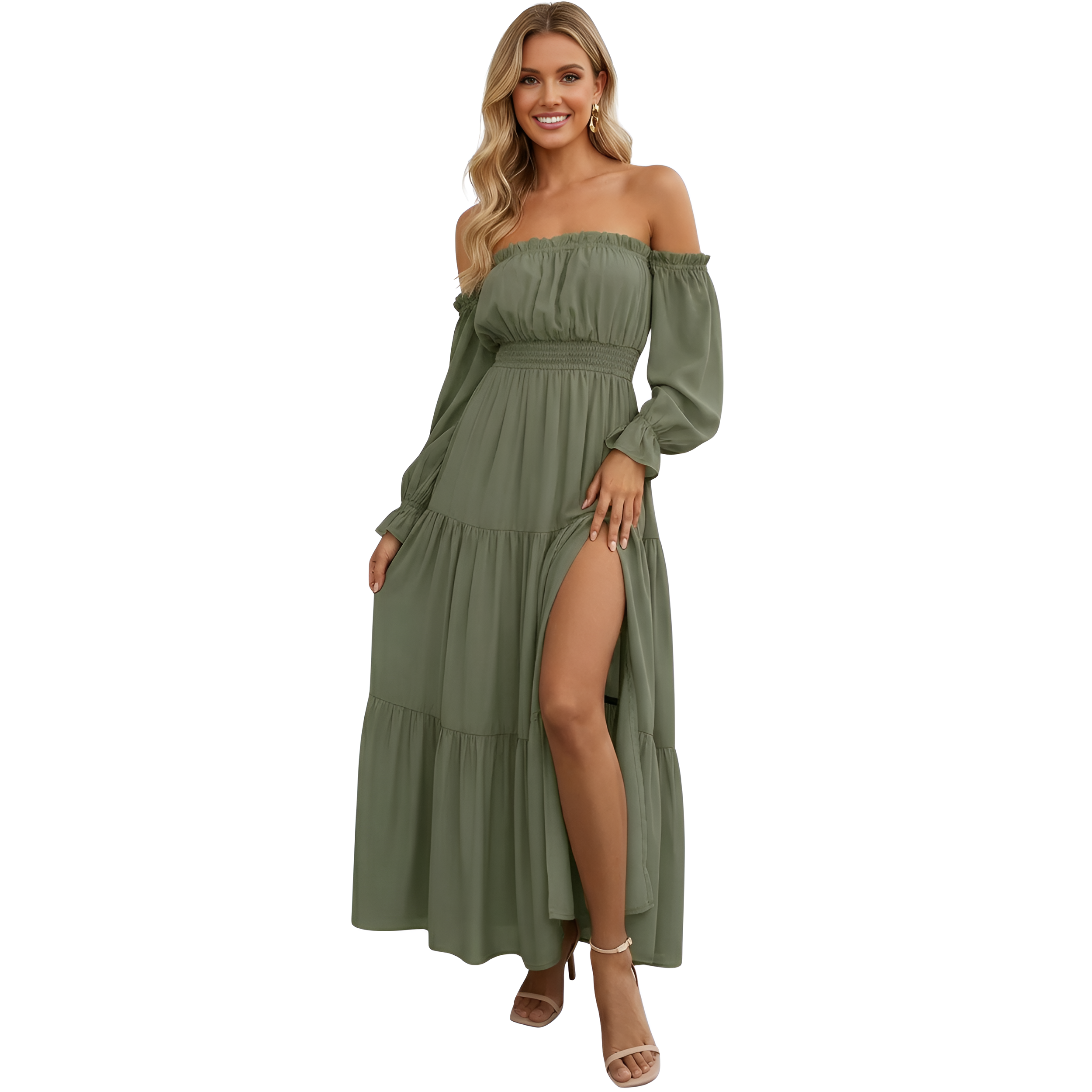 Long Sleeve Smocked Tiered Maxi Dress