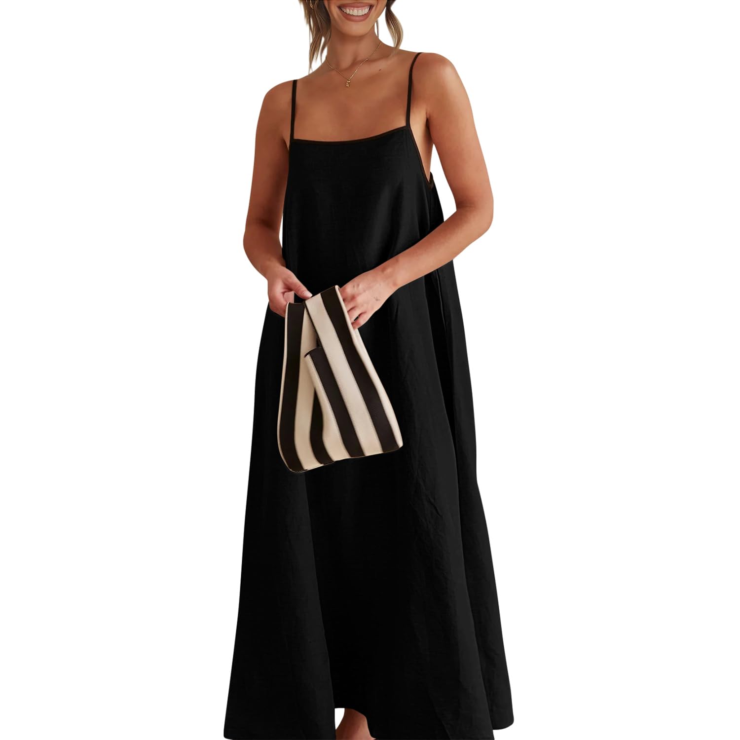 Solid Colored Contrast Spaghetti Strap Backless For Women