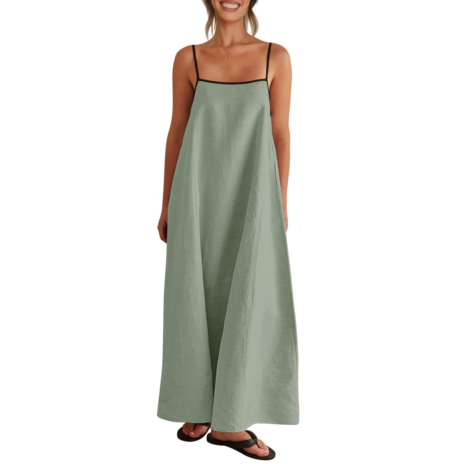 Solid Colored Contrast Spaghetti Strap Backless For Women