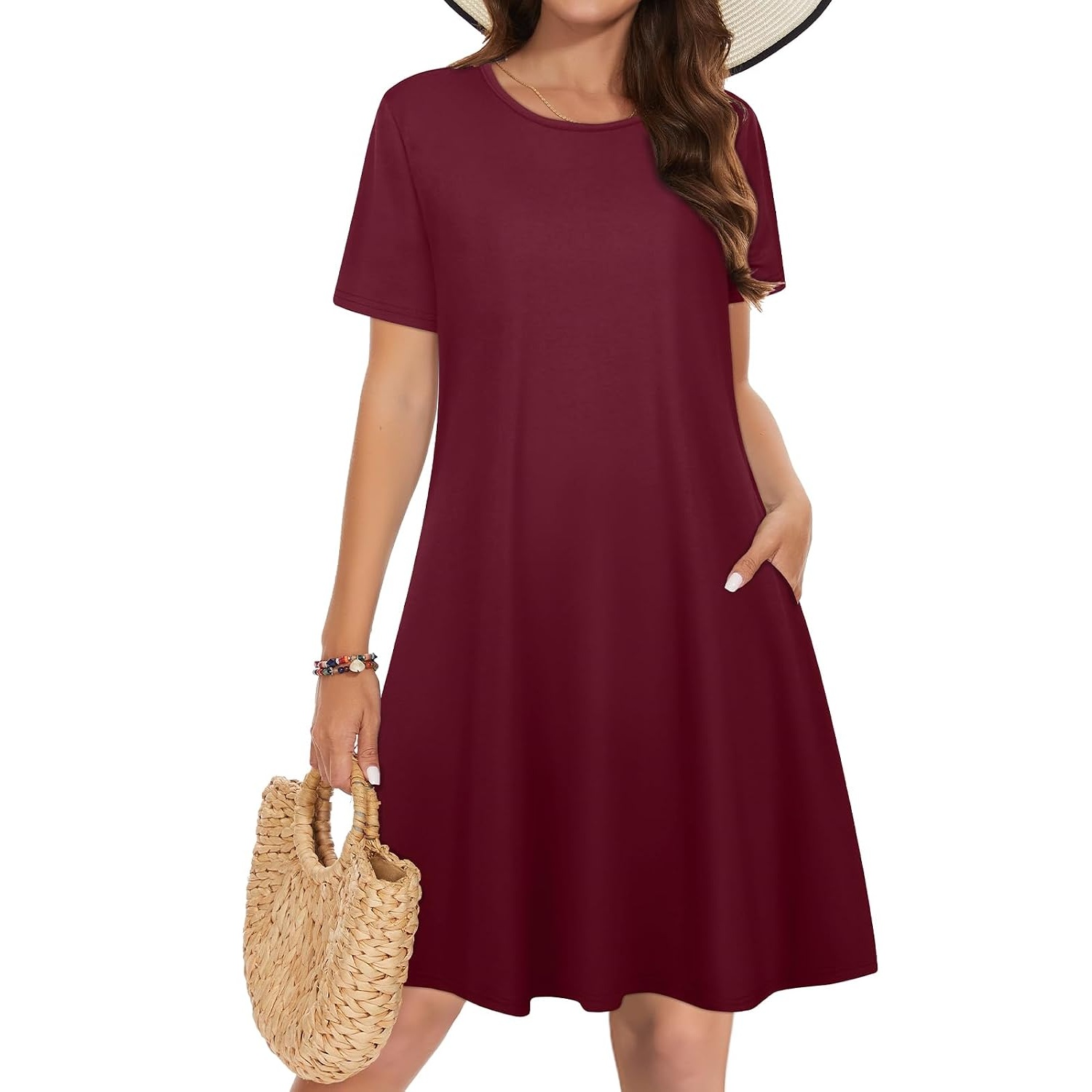 Casual Sundress Short Sleeve Beach Cover Ups For Women