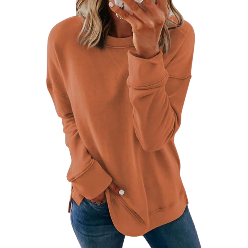 Womens Casual Crew Neck Sweatshirt Loose Soft Long Sleeve Pullover Tops