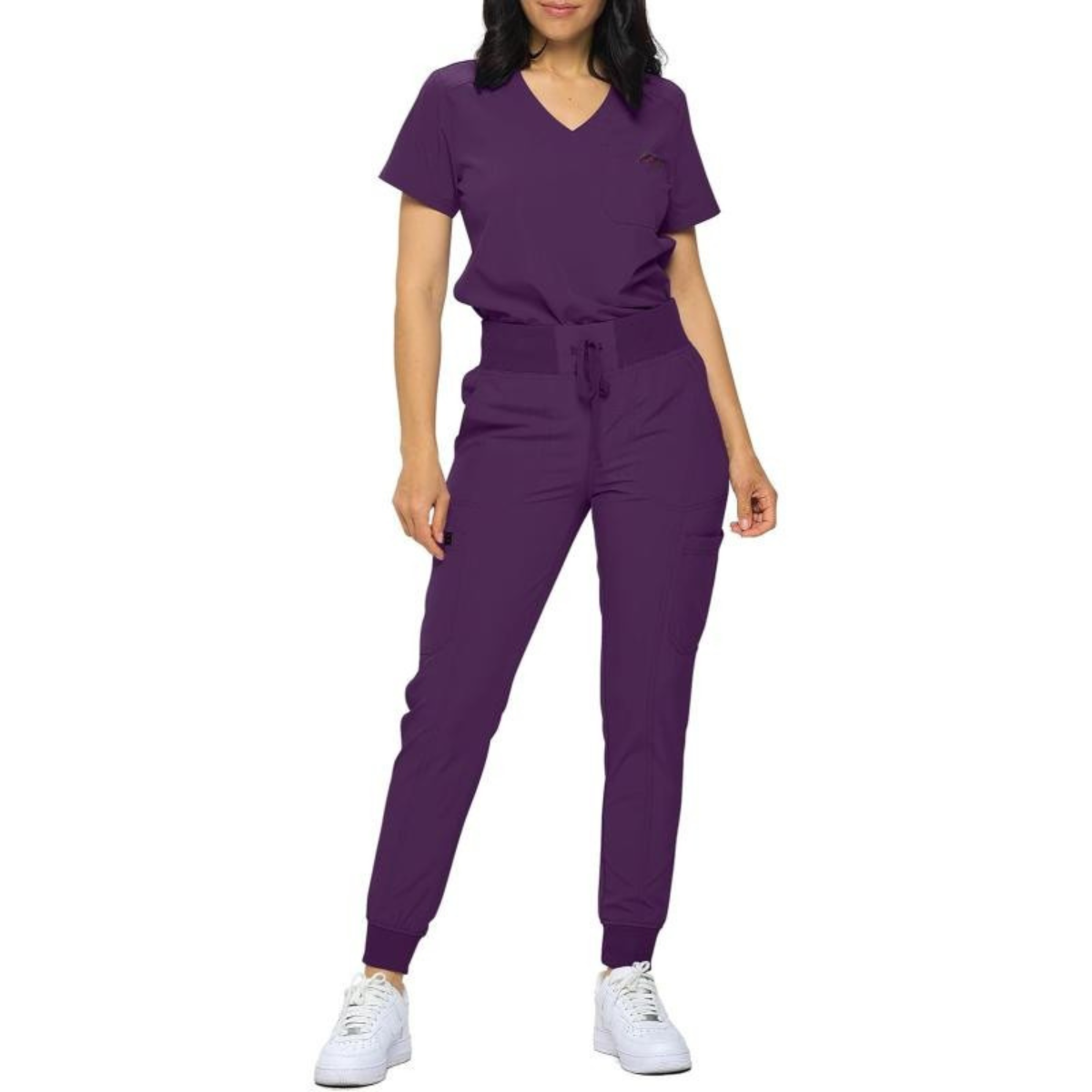Women Stretchy Jogger Scrub Set With Tuck In Top