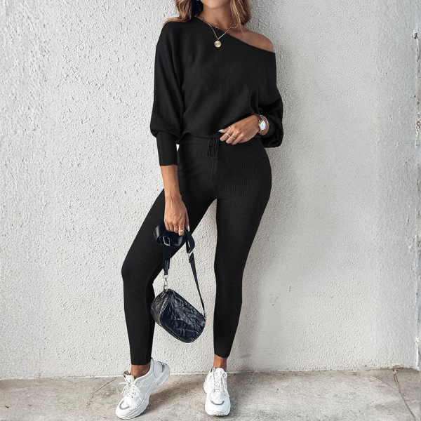 2 Piece Lounge Set With Long Sleeve Pullover And Drawstring Pants