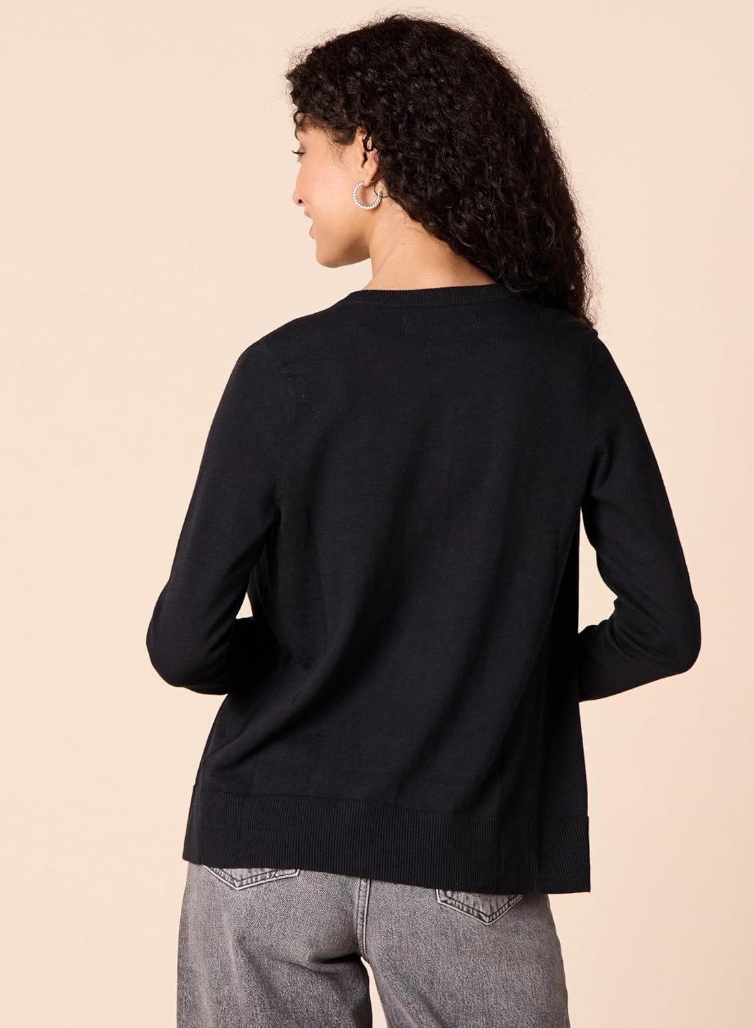 Lightweight Button Front Cardigan Long Sleeve Cotton Blend Knit