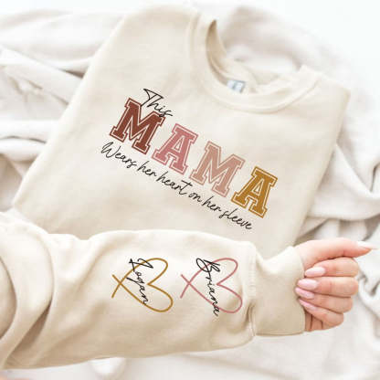 Mothers Day Custom Mama Sweatshirt With Sleeve Design