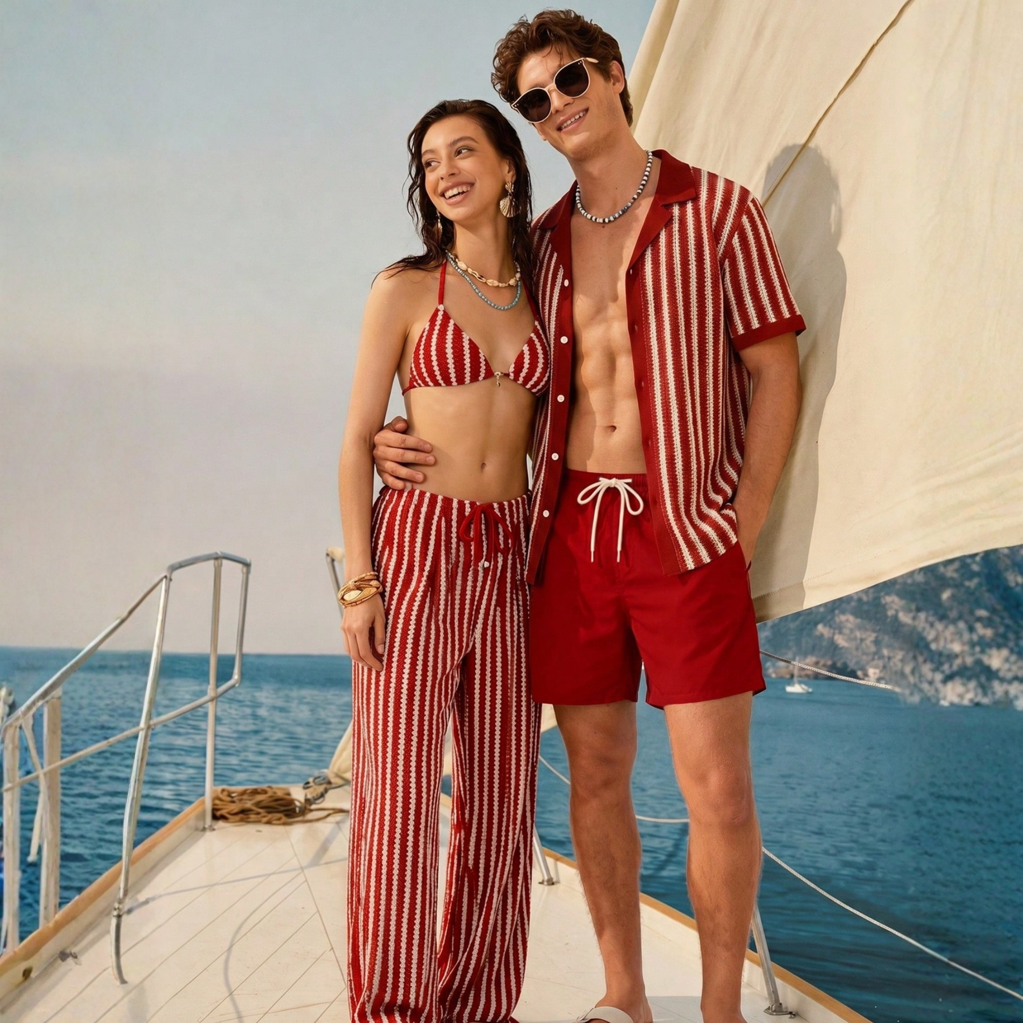 Outfit Men Matching Shirt And Shorts With Women Matching Shorts Black Beachwear Set