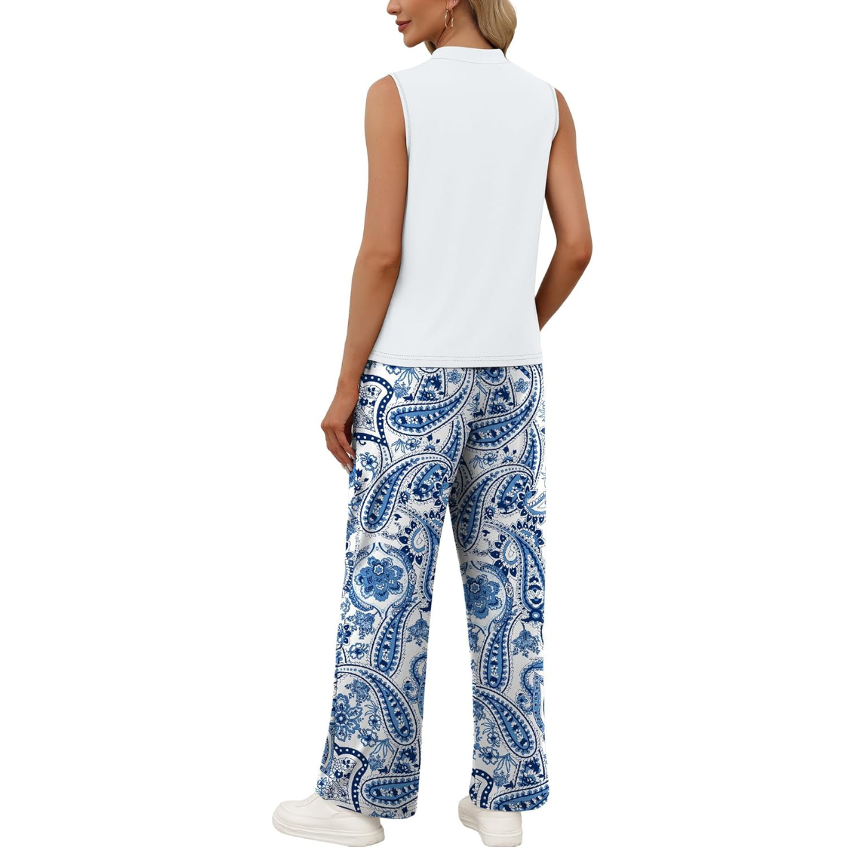 Two Piece Spring Lounge Set with Wide Length Pants For Women