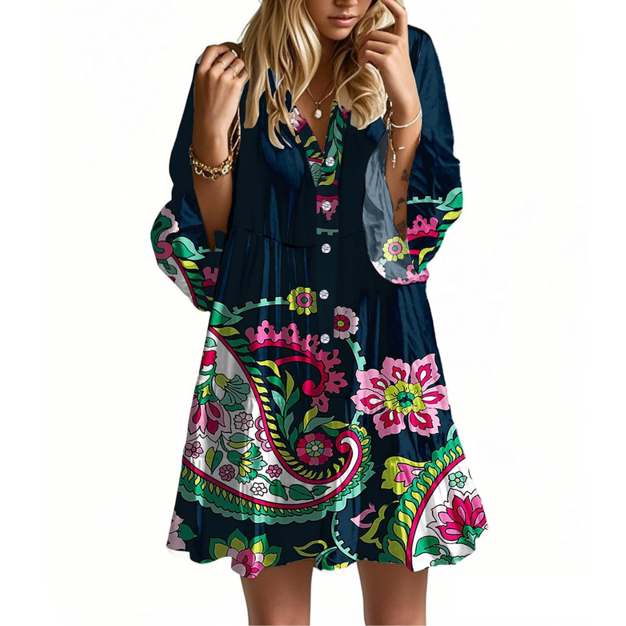 Casual Flowy Ruffle Sleeve Babydoll Dress For Women