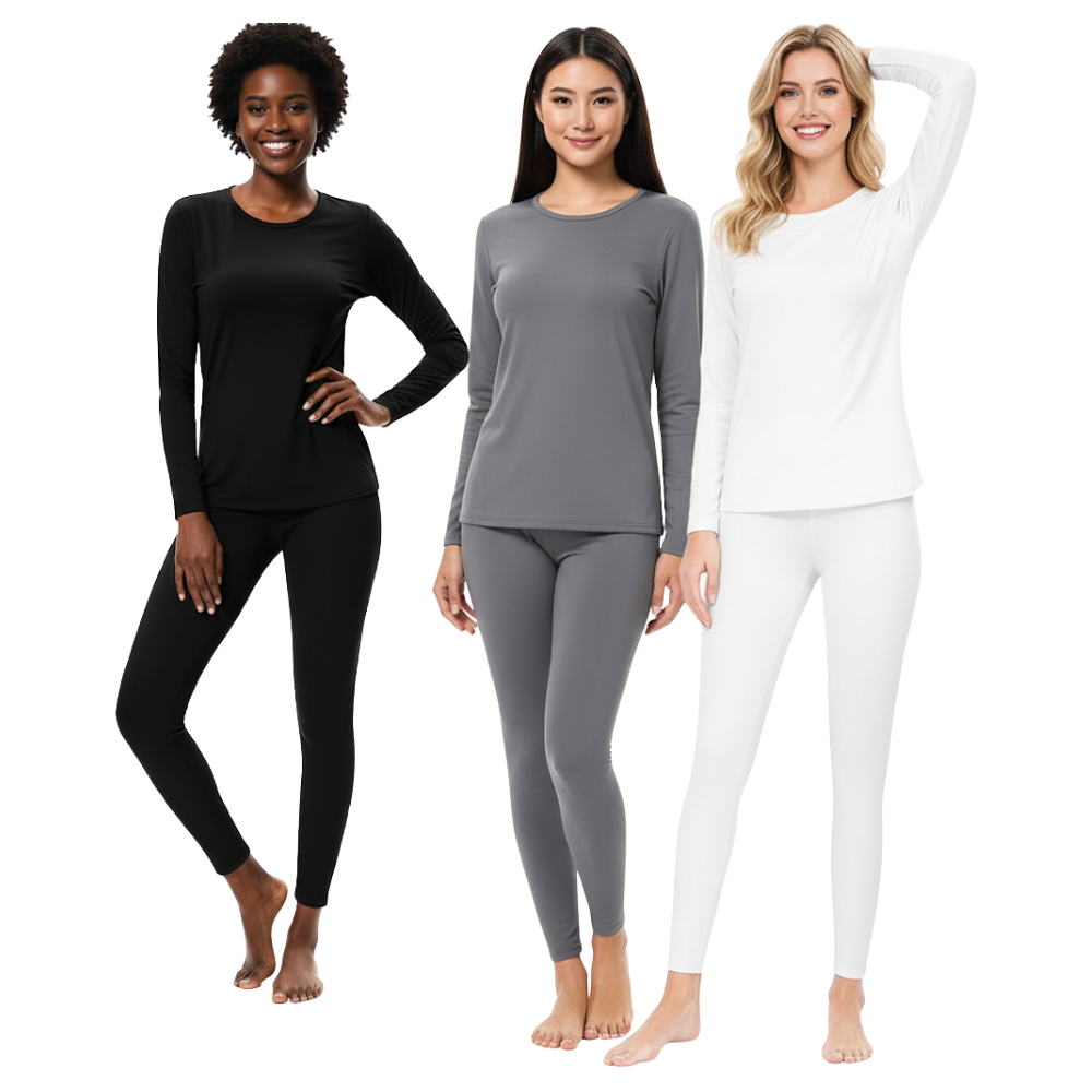 Pack Of 3 Womens Thermal Underwear Fleece Lined Long Johns Base Layer