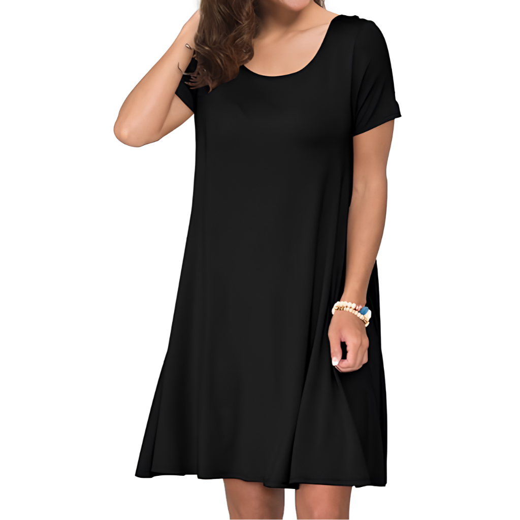Short Sleeve Casual Summer Dress With Pockets For Women