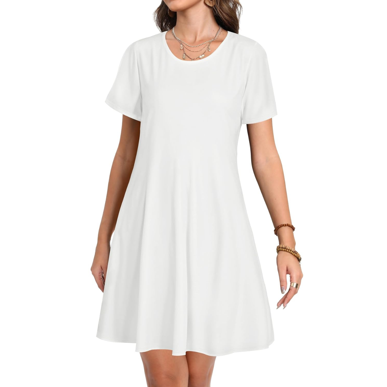 Casual Short Sleeve Sundress With Pockets For Women