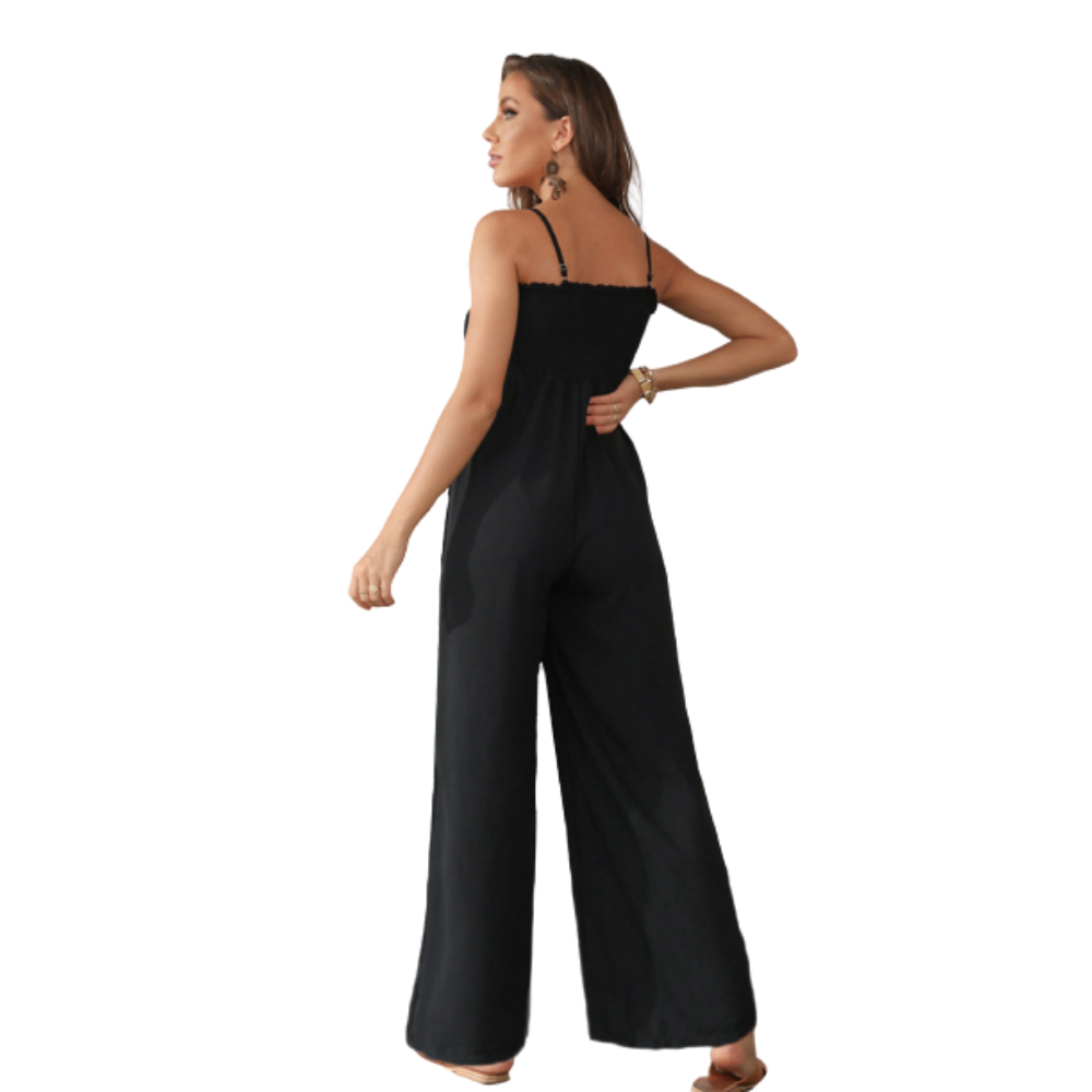 Square Neck Smocking Jumpsuit