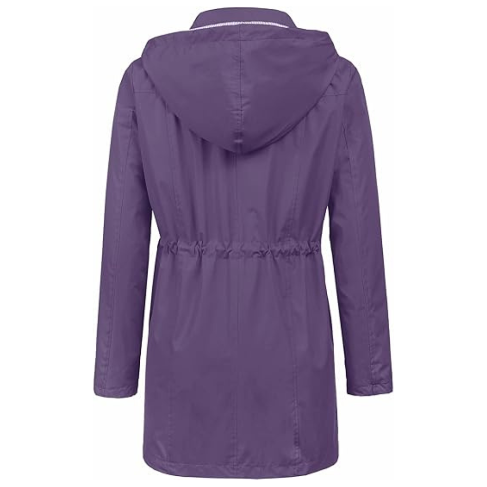 Waterproof Long Hooded Trench Coat Lined Windbreaker Travel Jacket