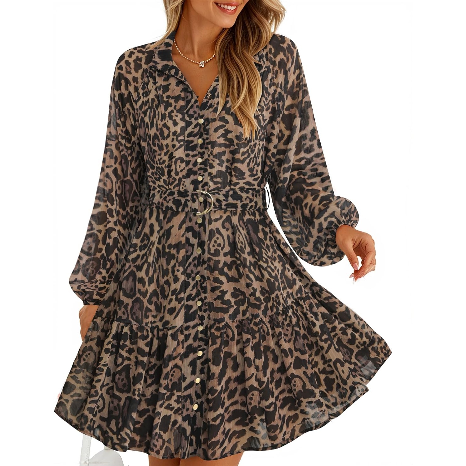 Floral Printed Long Sleeve Mini Dress For Women