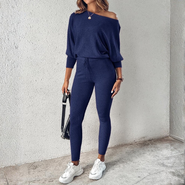 2 Piece Lounge Set With Long Sleeve Pullover And Drawstring Pants
