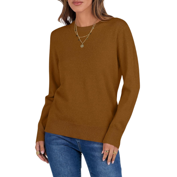 Women Long Sleeve Lightweight Crewneck Soft Basic Knit Loose Fit Pullover Top 2025 Fall Trendy Outfits
