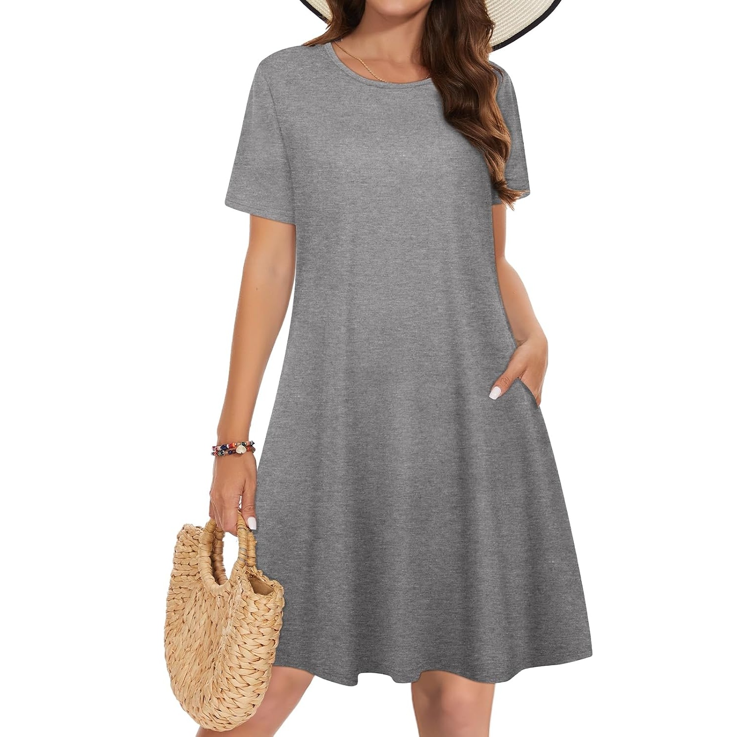 Casual Sundress Short Sleeve Beach Cover Ups For Women