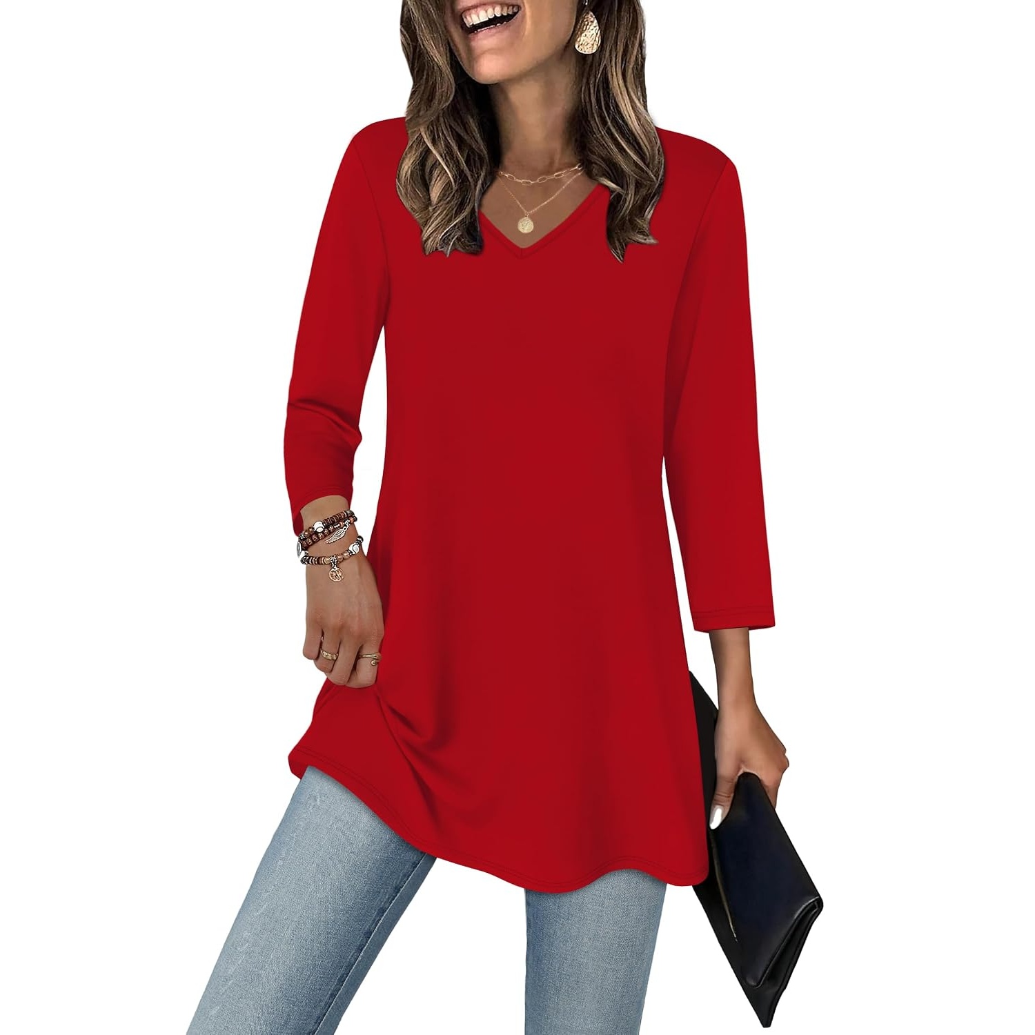Casual Loose Sleeve Dressy Casual Tunic Tops For Women