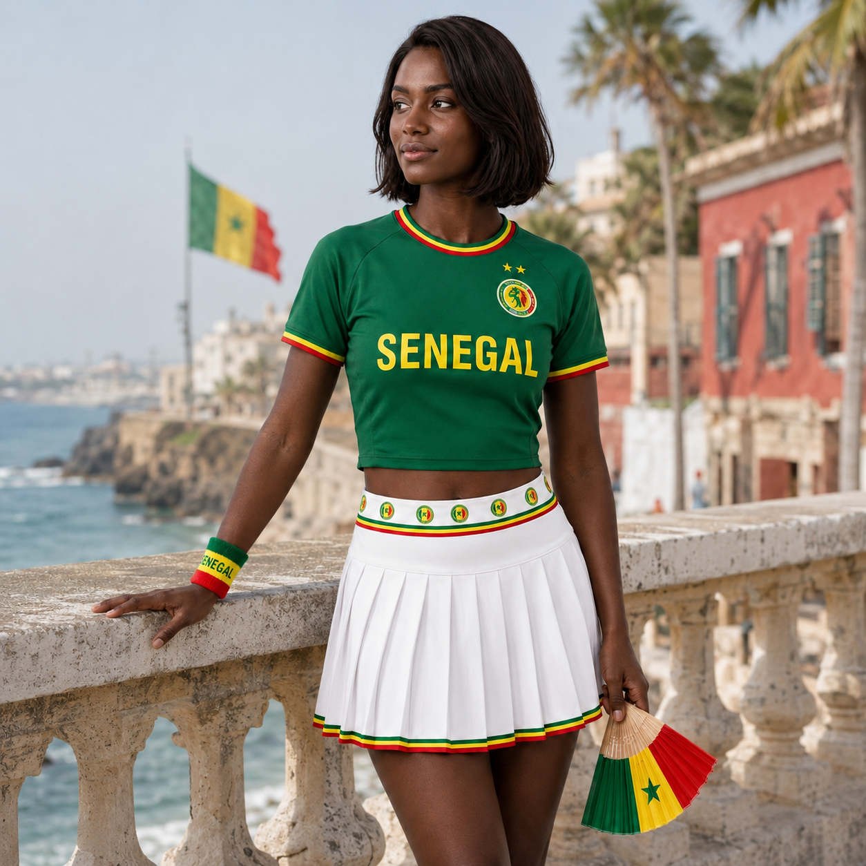 FIFA 2026 Senegal Football Themed Two Piece Skirt Set For Women