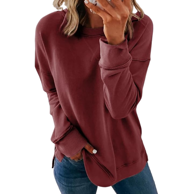 Womens Casual Crew Neck Sweatshirt Loose Soft Long Sleeve Pullover Tops