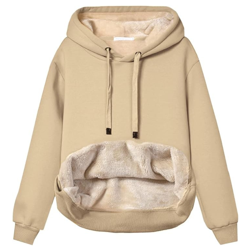 Haellun Womens Casual Winter Warm Fleece Sherpa Lined Pullover Hooded Sweatshirt