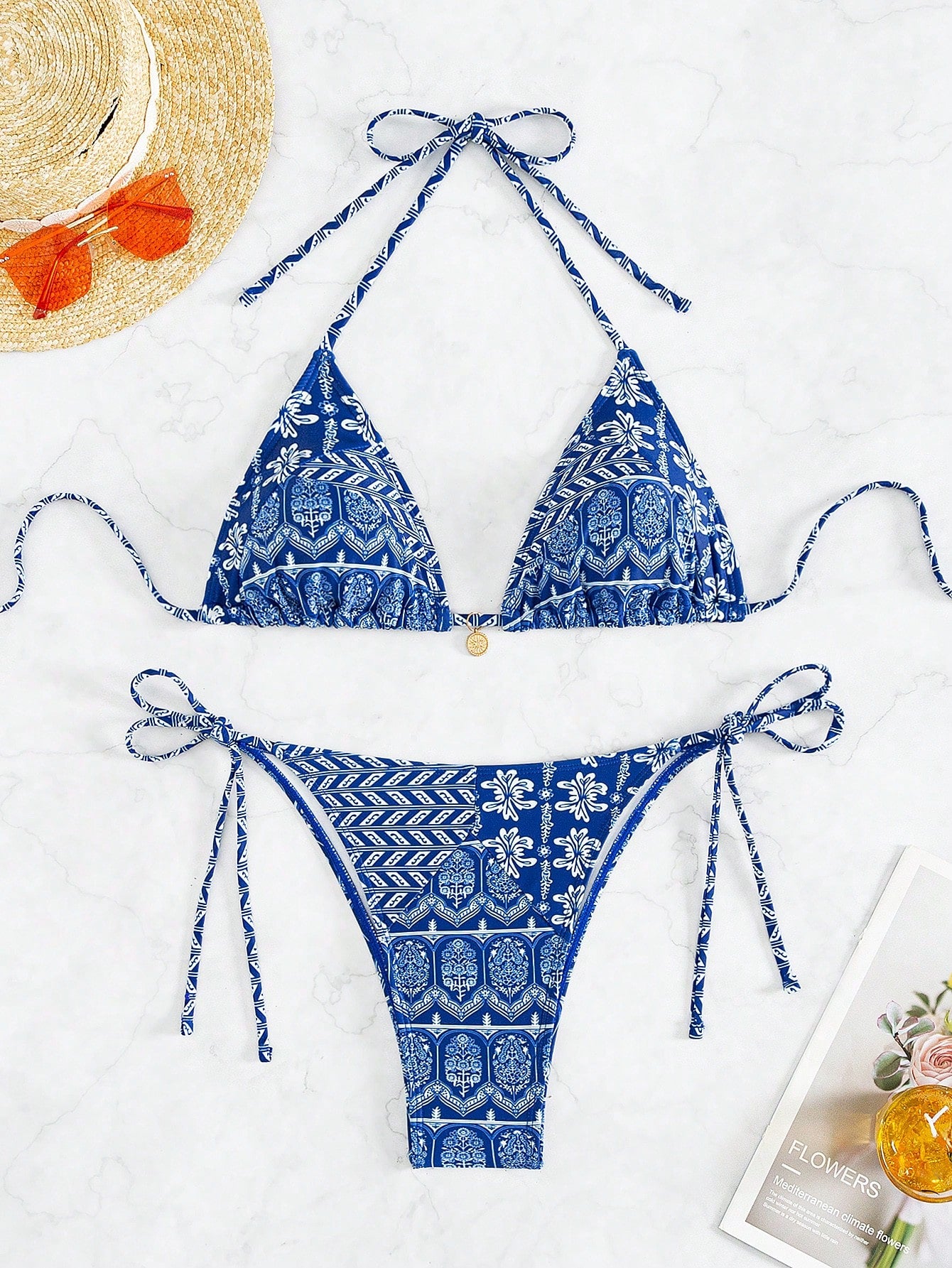 Paisley Print Tie Up Bikini Set
