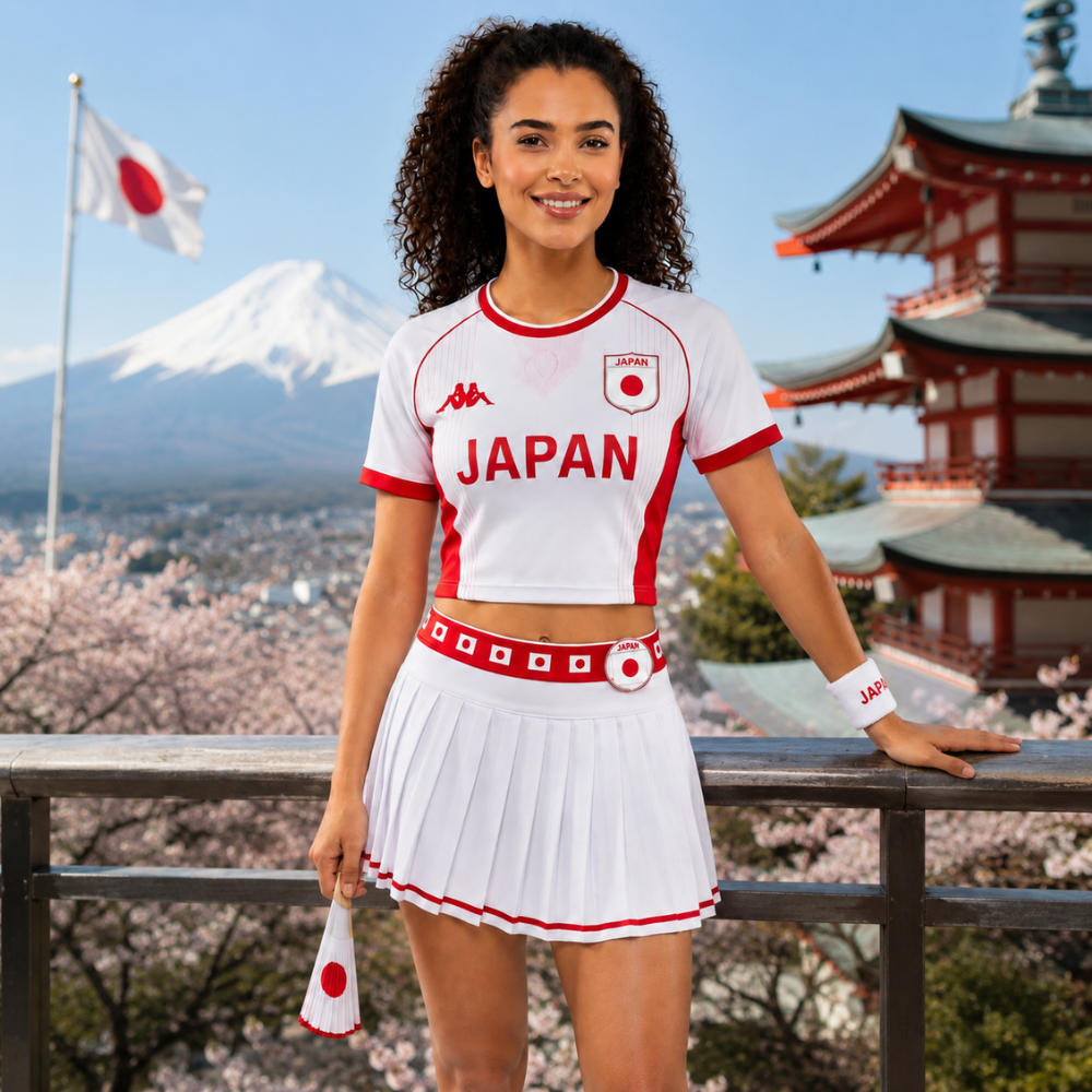 FIFA 2026 Japan Football Themed Two Piece Skirt Set For Women
