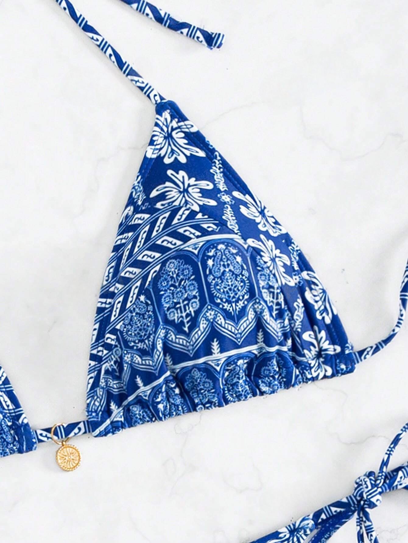 Paisley Print Tie Up Bikini Set