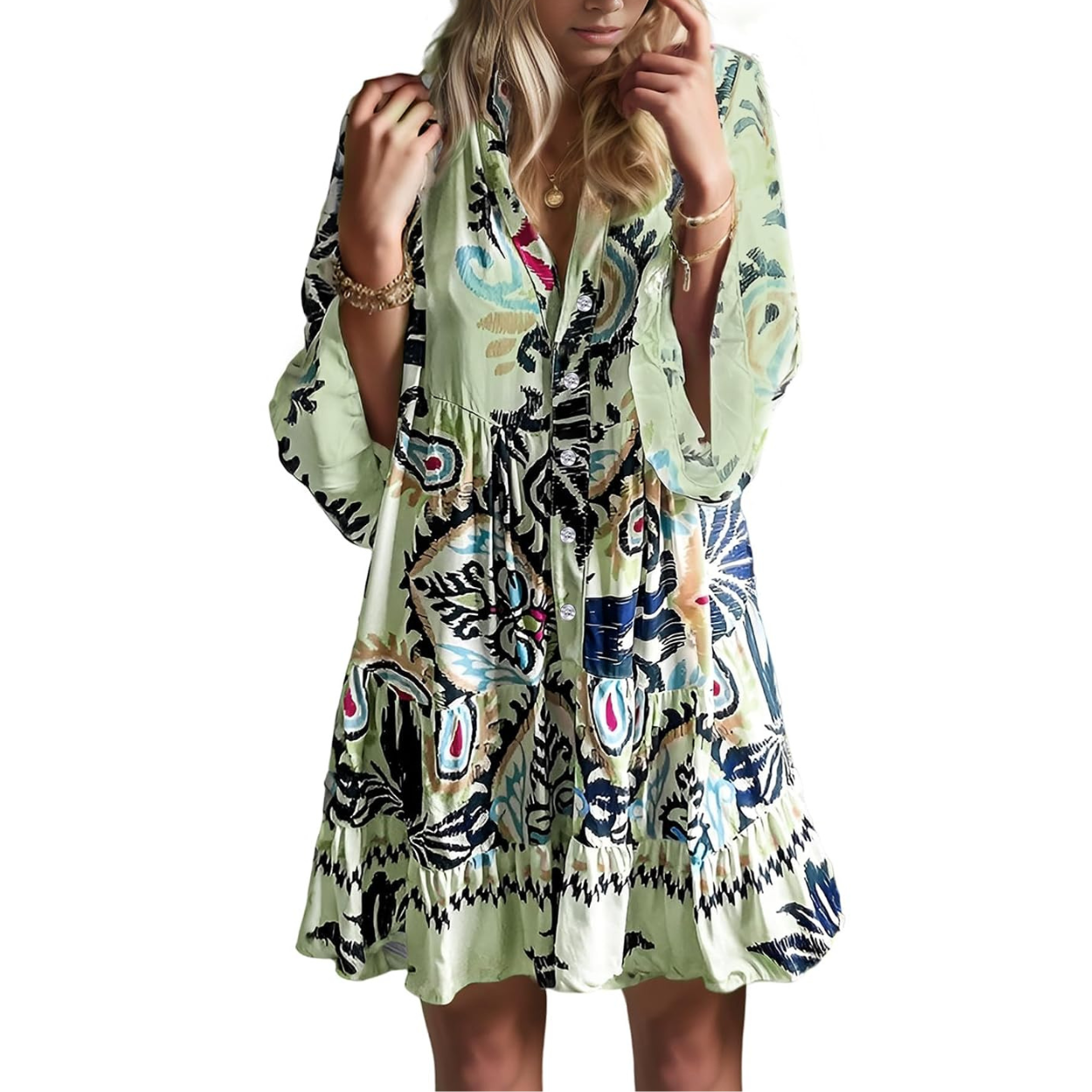 Casual Flowy Ruffle Sleeve Babydoll Dress For Women