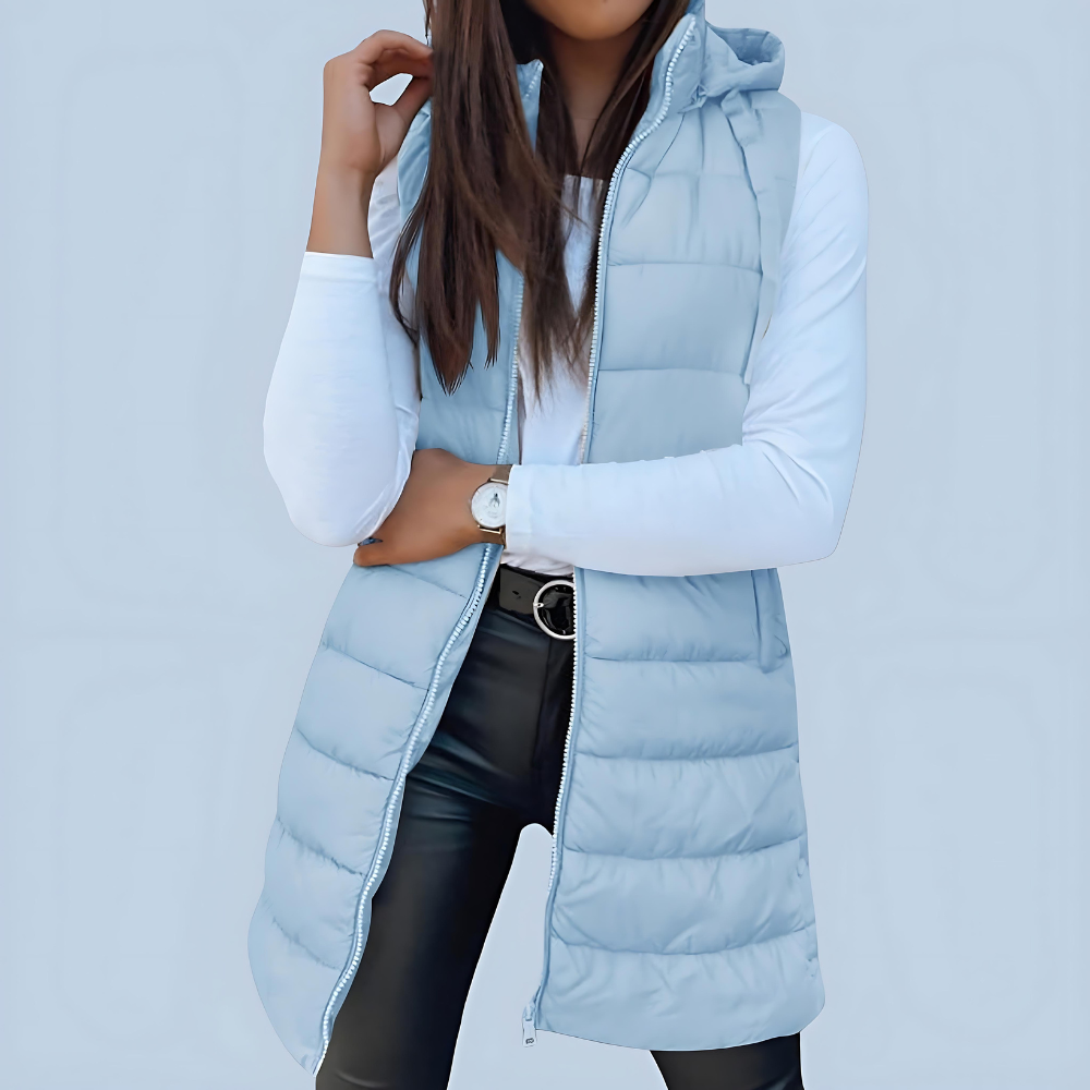 Women Long Hooded Puffer Vest