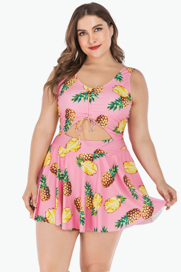 Pink Pineapple One Piece Plus Size Swimsuit
